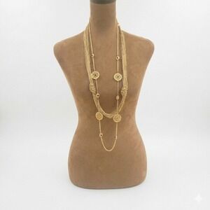 Gold Layered Filigree‎ Long Chain Necklace Set of 2 40" Whimsigoth